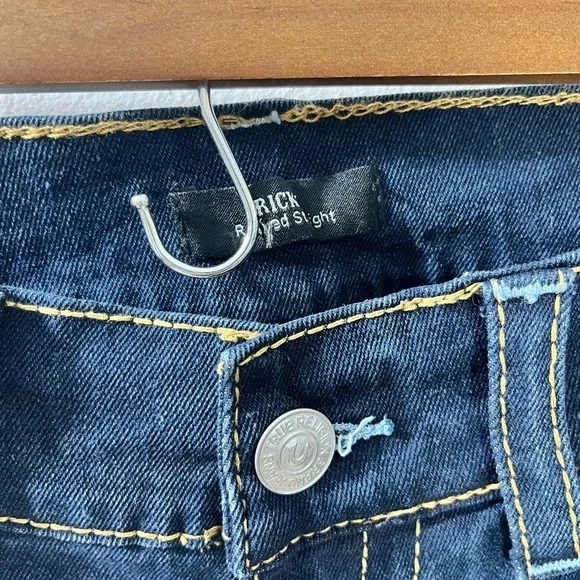 True Religion Ricky Big T Flap Relaxed Straight Fit Jeans SZ 36 X 34 NWT
